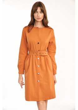 Sukienka zapinana na guziki z paskiem S193 Orange (40) ze sklepu DobraKiecka w kategorii Sukienki - zdjęcie 139140255