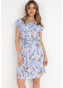 Niebieska Sukienka z Wiskozy Delathe ze sklepu Born2be Odzież w kategorii Sukienki - zdjęcie 139172816