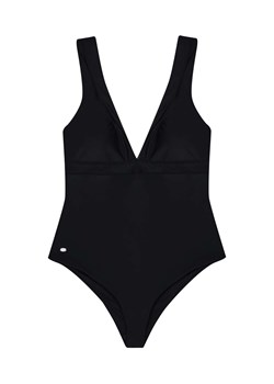 Jednoczęściowy strój kąpielowy z dekoltem w serek czarny ze sklepu Moodo.pl w kategorii Stroje kąpielowe - zdjęcie 139189517