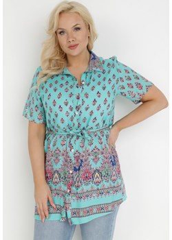 Jasnoniebieska Tunika z Bawełny Ismippe ze sklepu Born2be Odzież w kategorii Koszule damskie - zdjęcie 139197338