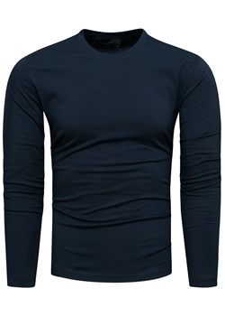 Koszulka męska longsleeve gładki granatowy Recea ze sklepu Recea.pl w kategorii T-shirty męskie - zdjęcie 139244965