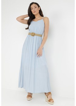Niebieska Sukienka z Paskiem Chrysaleia ze sklepu Born2be Odzież w kategorii Sukienki - zdjęcie 139245356