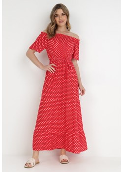Czerwona Sukienka z Wiskozy Typhice ze sklepu Born2be Odzież w kategorii Sukienki - zdjęcie 139261415