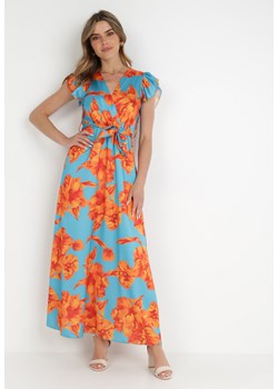 Pomarańczowo-Niebieska Sukienka Cythanassa ze sklepu Born2be Odzież w kategorii Sukienki - zdjęcie 139261549