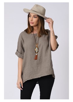 Lniana bluzka "Kely" w kolorze szarobrązowym ze sklepu Limango Polska w kategorii Bluzki damskie - zdjęcie 139294605