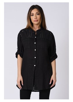 Lniana bluzka "Lila" w kolorze czarnym ze sklepu Limango Polska w kategorii Koszule damskie - zdjęcie 139329138