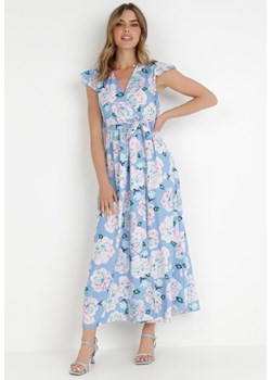Jasnoniebieska Sukienka z Paskiem Myranie ze sklepu Born2be Odzież w kategorii Sukienki - zdjęcie 139404658