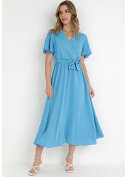 Niebieska Sukienka z Paskiem Rheniche ze sklepu Born2be Odzież w kategorii Sukienki - zdjęcie 139437406