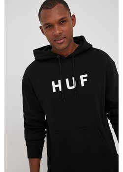 HUF bluza męska kolor czarny z kapturem z nadrukiem ze sklepu ANSWEAR.com w kategorii Bluzy męskie - zdjęcie 139446928