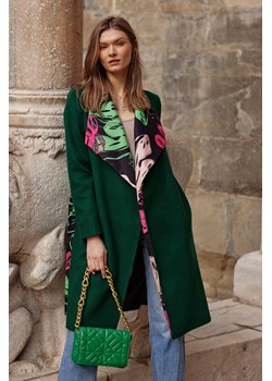 Wiązany płaszcz flauszowy Island Green XS ze sklepu NAOKO w kategorii Płaszcze damskie - zdjęcie 139531105