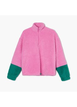 Cropp - Pluszowa bluza z suwakiem - Różowy