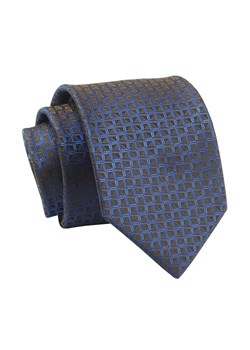 Krawat Chabrowo-Brązowy w Drobny Wzór Geometryczny, 7 cm, Elegancki, Klasyczny, Męski -ALTIES KRALTS0663 ze sklepu JegoSzafa.pl w kategorii Krawaty - zdjęcie 139676149