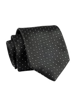 Krawat Czarny w Białe Kropki, Groszki, 7 cm, Elegancki, Klasyczny, Męski -ALTIES KRALTS0664 ze sklepu JegoSzafa.pl w kategorii Krawaty - zdjęcie 139676159