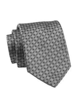 Krawat Grafitowo-Szary w Drobny Wzór Geometryczny, 7 cm, Elegancki, Klasyczny, Męski -ALTIES KRALTS0662 ze sklepu JegoSzafa.pl w kategorii Krawaty - zdjęcie 139676185