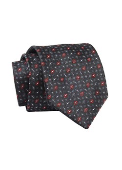 Krawat Grafitowy w Kwiatki, 7 cm, Elegancki, Klasyczny, Męski -ALTIES KRALTS0627 ze sklepu JegoSzafa.pl w kategorii Krawaty - zdjęcie 139676187