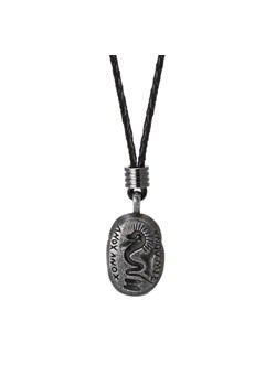 Naszyjnik na rzemieniu szary przecierany medalion z wężem ze sklepu manoki.pl w kategorii Naszyjniki męskie - zdjęcie 139757397