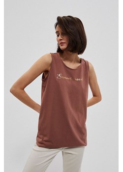 Koszulka z metalicznym nadrukiem czekoladowa ze sklepu Moodo.pl w kategorii Bluzki damskie - zdjęcie 139788527