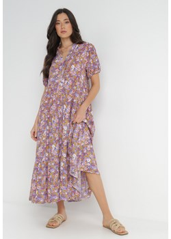 Fioletowa Sukienka z Wiskozy Ilani ze sklepu Born2be Odzież w kategorii Sukienki - zdjęcie 139789367