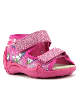 Sandałki dziecięce ze skórzaną wkładką - Befado 342P043, różowe z jednorożcami ze sklepu ulubioneobuwie w kategorii Kapcie dziecięce - zdjęcie 139801259