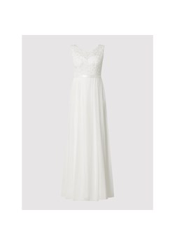 Sukienka biała Luxuar Fashion z szyfonu bez rękawów z okrągłym dekoltem maxi 