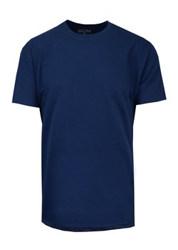 T-Shirt Bawełniany Ciemny Niebieski Męski Bez Nadruku, Koszulka, Krótki Rękaw, Basic, U-neck TSKOWHVRD0004indigo ze sklepu JegoSzafa.pl w kategorii T-shirty męskie - zdjęcie 139871337