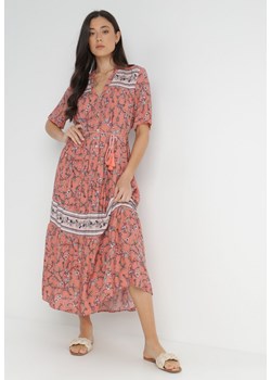 Różowa Sukienka z Wiskozy Ninidi ze sklepu Born2be Odzież w kategorii Sukienki - zdjęcie 139882655