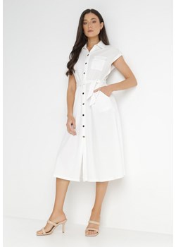 Biała Sukienka Koszulowa Phinitrite ze sklepu Born2be Odzież w kategorii Sukienki - zdjęcie 140527046