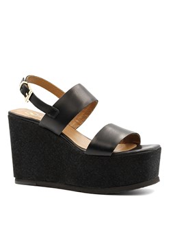 Czarne sandały na koturnie 250F ze sklepu NESCIOR w kategorii Sandały damskie - zdjęcie 140535986