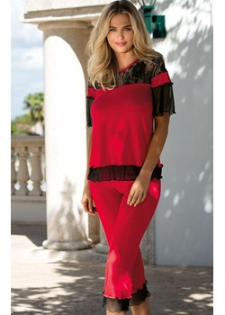 Manuela piżama, Kolor czerwono-czarny, Rozmiar XS, DKaren ze sklepu Intymna w kategorii Piżamy damskie - zdjęcie 140672069