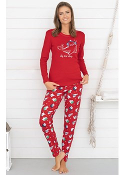 Czerwona świąteczna piżama damska z długim rękawem i długimi nogawkami Kasjana, Kolor czerwony, Rozmiar S, Italian Fashion ze sklepu Intymna w kategorii Piżamy damskie - zdjęcie 140675926