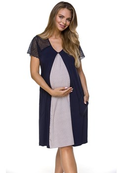 3119 koszula ciążowa, Kolor granatowo-różowy, Rozmiar S/M, Lupoline ze sklepu Intymna w kategorii Bielizna ciążowa - zdjęcie 140679189