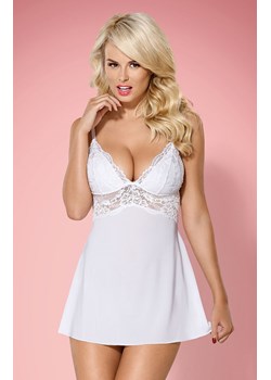 Obsessive biała koszulka damska babydoll i stringi 810-BAB-2, Kolor biały, Rozmiar S/M, Obsessive ze sklepu Intymna w kategorii Bielizna nocna - zdjęcie 140681038