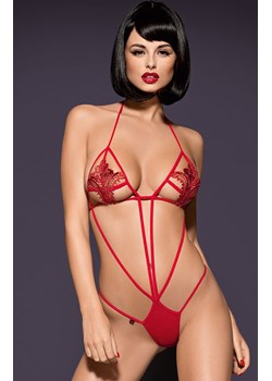 Obsessive Luiza teddy red body, Kolor czerwony, Rozmiar S/M, Obsessive ze sklepu Intymna w kategorii Body damskie - zdjęcie 140681339