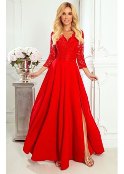 309-3 AMBER koronkowa długa sukienka, Kolor czerwony, Rozmiar M, Numoco ze sklepu Primodo w kategorii Sukienki - zdjęcie 140689099