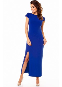 Sukienka AWAMA z krótkim rękawem elegancka niebieska maxi 