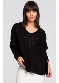 Sweter z kieszenią BK018, Kolor czarny, Rozmiar one size, BE Knit ze sklepu Primodo w kategorii Swetry damskie - zdjęcie 140691358