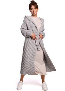 Kardigan sweter z wełną BK054, Kolor szary, Rozmiar uniwersalny, BE Knit ze sklepu Primodo w kategorii Swetry damskie - zdjęcie 140691529