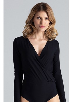 Kopertowe body damskie czarna bluzka M648, Kolor czarny, Rozmiar L, Figl ze sklepu Primodo w kategorii Bluzki damskie - zdjęcie 140693516