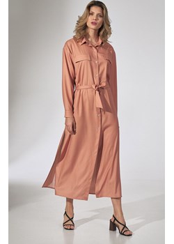 Sukienka długa maxi z długim rękawem M740, Kolor pomarańczowy, Rozmiar L, Figl ze sklepu Primodo w kategorii Sukienki - zdjęcie 140694246