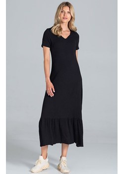 Sukienka damska midi z krótkim rękawem czarna M827, Kolor czarny, Rozmiar L, Figl ze sklepu Primodo w kategorii Sukienki - zdjęcie 140694637