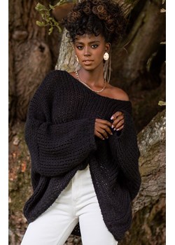 Sweter z wełną w kolorze czarnym F1256, Kolor czarny, Rozmiar M/L, Fobya ze sklepu Primodo w kategorii Swetry damskie - zdjęcie 140695228