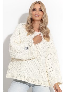 Ecru sweter Chunky Knit z wełną i alpaką F1262, Kolor ecru, Rozmiar S/M, Fobya ze sklepu Primodo w kategorii Swetry damskie - zdjęcie 140695295