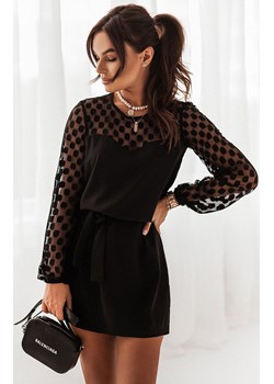 MALENA 320 sukienka z siateczką w grochy, Kolor czarny, Rozmiar XS, Ivon ze sklepu Primodo w kategorii Sukienki - zdjęcie 140697106