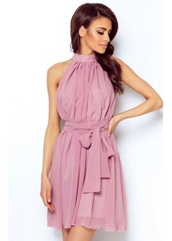 Sukienka Ivon mini rozkloszowana różowa elegancka 