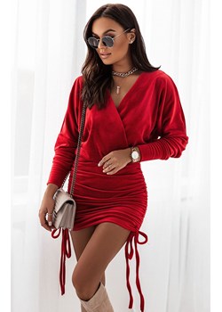 Czerwona sukienka welurowa z regulacją długości Marina, Kolor czerwony, Rozmiar XS, Ivon ze sklepu Primodo w kategorii Sukienki - zdjęcie 140697428