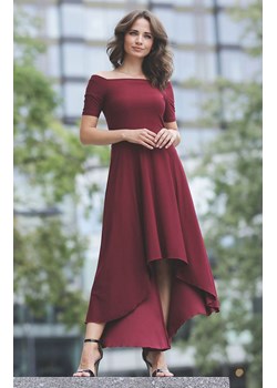 Sukienka Lenitif na wiosnę czerwona maxi asymetryczna 