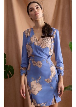 K096/1 sukienka z kopertową górą, Kolor niebiesko-różowy, Rozmiar L, makover ze sklepu Primodo w kategorii Sukienki - zdjęcie 140701045