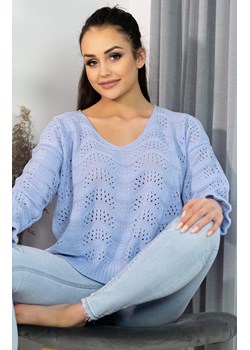 Venigam Light Blue sweter ażurowy, Kolor błękitny, Rozmiar L/XL, Merribel ze sklepu Primodo w kategorii Swetry damskie - zdjęcie 140702215