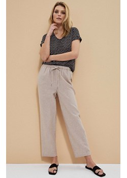 3721 Lniane spodnie z gładkiej tkaniny, Kolor beżowy, Rozmiar M, Moodo ze sklepu Primodo w kategorii Spodnie damskie - zdjęcie 140702726