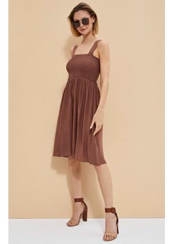 3771 Sukienka z wiskozy, Kolor brązowy, Rozmiar XS, Moodo ze sklepu Primodo w kategorii Sukienki - zdjęcie 140702825